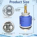 PBR 40 Faucet Cartridge, Fits for La Torre, Cascade & Nobili, Gerber-92-298, Moen 121620, and Danze DA507348N, PBR40 Faucet Cartridge for Single Lever Shower Tub Repair