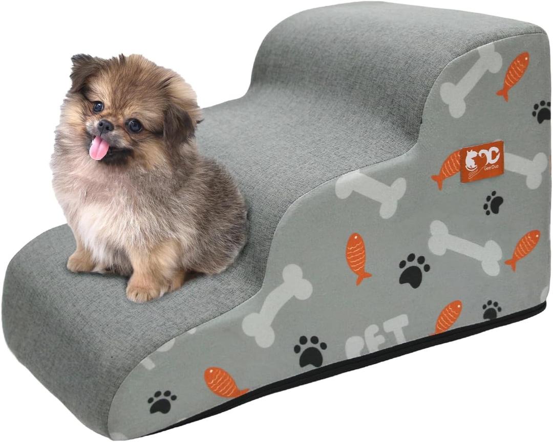 Dog Stairs Ramp for Small Dogs, 3-Step Dog Steps for Couch Sofa and Chair, Pet Stairs for Cats, Non-Slip Balanced Pet Steps Indoor