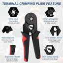 Ferrule Crimping Tool Kit, Wire Ferrules Kit Crimper Pliers with 1800PCS Wire Ends Terminals for AWG 23-7 (0.25-10mm) Gauge, Self-Adjusting Ratchet Pliers for Audio, Automotive, DIY