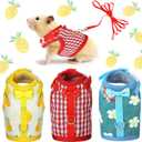 Weewooday 3 Pieces Guinea Pig Harness with Leash Small Pet Harness Fruit Plaid Pattern Adjustable Padded Walking Vest for Pet Hamster Squirrel Animals(Pineapple, Red Plaid, Strawberry,Small)