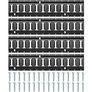 FamilyKit 4 Pack 2' E-Track Rails with Screws, Heavy Duty Steel E Track Tie Downs for Cargo Securement, Heavy Loads Up to 2,000lbs, Ideal for Trucks, Trailers, Vans, Warehouses, Garages (2FT, 4 Pack)