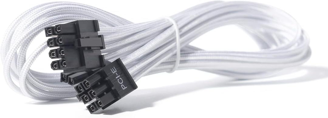 PCIE Cable for EVGA, 65CM Male to Male 8 Pin to 6+2 Pin GPU Power Cable for EVGA G+ G2 G3 G5 G6 GA GM GT P2 P3 P5 P6 P+ T2 T3 (White 16AWG)