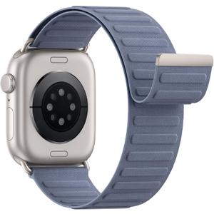 Magnetic Sport Bands Patented Compatible with Apple Watch Band for Men Women, Nylon Strap Replacement for iWatch Blue, 44mm/45mm/46mm/49mm/(42mm-Series 3 2 1)