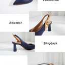 Rilista Women's Slingback Closed Pointed Toe Heels Bowknot Slip On Weding Party Dress Pumps (Blue)