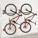 2-Pack Swivel Bike Rack Wall Mount, Bike Hangers for Garage, Space-Saving Vertical Bike Holder, Holds up to 77 lbs, Bicycle Wall Hanger Storage, No Heavy Lifting Required Indoor Hanging Bike Rack (Orange)