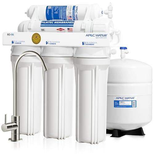 APEC Water Systems RO-90 Ultimate Series Top Tier Supreme Certified High Output 90 GPD Ultra Safe Reverse Osmosis Drinking Water Filter System, Chrome Faucet
