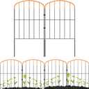 Decorative Garden Fence 10 Panels16.34 in.H x 12.6 in.W x 10.6 feet Small Border Panel Fencing for Yard,Arched Top Orange Flower Bed Edging,Rustproof Metal No Dig Fence,Animal Barrier for Dog