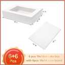 Mefleet 6pcs 19x14x4 Half Sheet Cake Boxes with 6pcs Cake Boards Rectangle 1/2 Sheet Bakery Boxes with Window for Pastry Baking Cake, Cupcakes, Donuts, Cookies, Pie Treat Packaging White Large