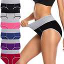 3XL Annenmy Postpartum Underwear Women High Waisted Cotton Underwear Breathable C Section Panties Tummy Control Briefs 6 Pack