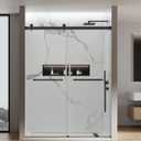 Double Sliding Frameless Shower Door, 56-60 in. W x 76 in. H, Door, 5/16" (8mm) Tempered Glass, Nano Coated for Easy Cleaning, Dual Handles, 304 Stainless Steel Hardware  JVR-A04 Matte Black