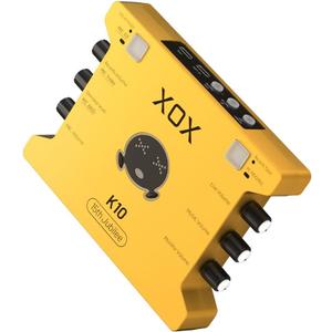 XOX K10 15TH live streaming audio interface for gaming recording bubbing teaching and k song. Stream sound card with 3.5/6.5 microphone,bluetooth and wireless OTG connect.
