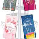 Greeting Card Display Stand Rotating Rack Holder, for Postcard Sticker Retail, Metal White