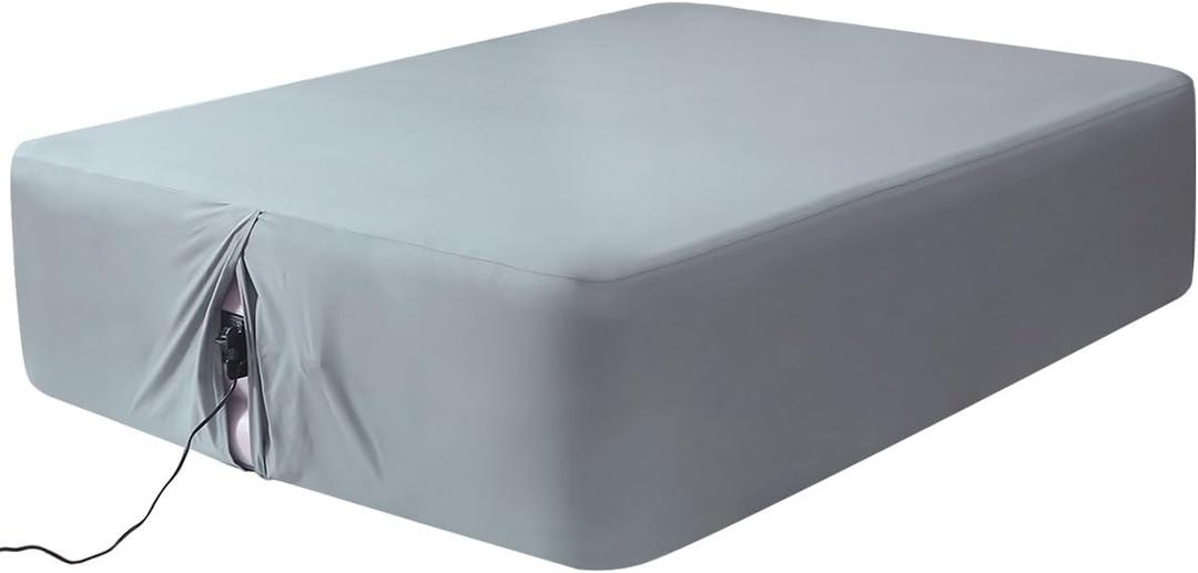 Twin Fitted Sheet for Air Mattress, with 18-24 Inch Extra Deep Pocket, Soft Breathable Air Bed Mattress Sheet Cover for Inflatable Bed, Grey (Gray)