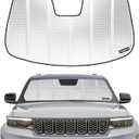 B Pigenius Windshield Sun Shade for Jeep Grand Cherokee 2022-2025. Reflective Aluminum Film Front Window Sunshade - BLAZBLOCK (Classic Shiny Silver)
