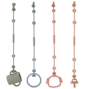 Toy Safety Straps, Socub Silicone Adjustable Baby Pacifier Teether Straps, 4pcs Toddler Toy Bottle Harness Straps for Strollers, High Chair, Cribs, Bags, BPA Free, Multi Colors (Sage, Ether, Muted, Apricot)