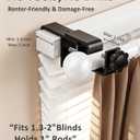 Over Blinds Curtain Rod Brackets for Outside Mounted, No-Drill Blinds Curtain Rod Holders for 1.3-2" Rectangular Headrails, Tool-Free & No Wall Damage, Apartment & Renter Friendly (Set of 2, Black)