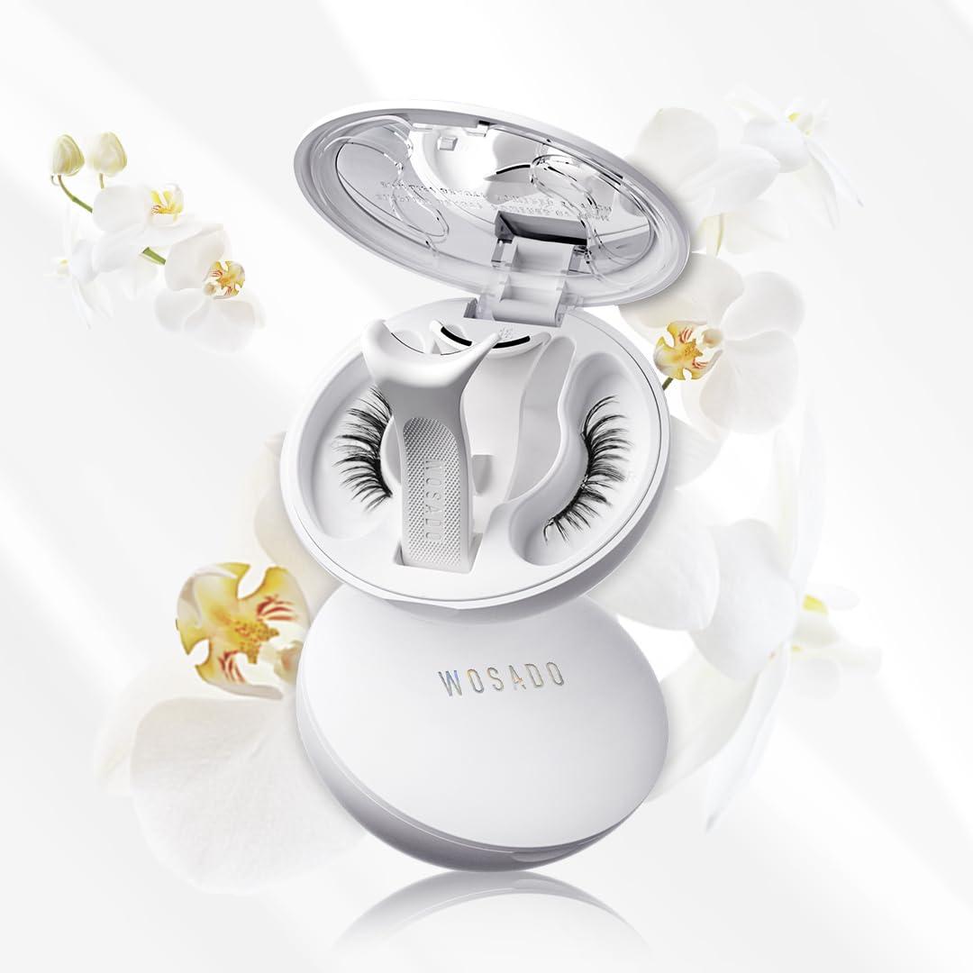 WOSADO Soft Magnetic Eyelashes Kit with Applicator, [Orchid] 22mm Reusable Glue-free Wispy Magnetic Lashes, Cruelty-free False Lashes, Waterproof, Lightweight, Suit for Heavy Makeup