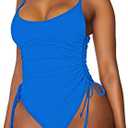 Viottiset Women's Ruched High Cut One Piece Swimsuit Tummy Control Bathing Suit Monokini Size M
