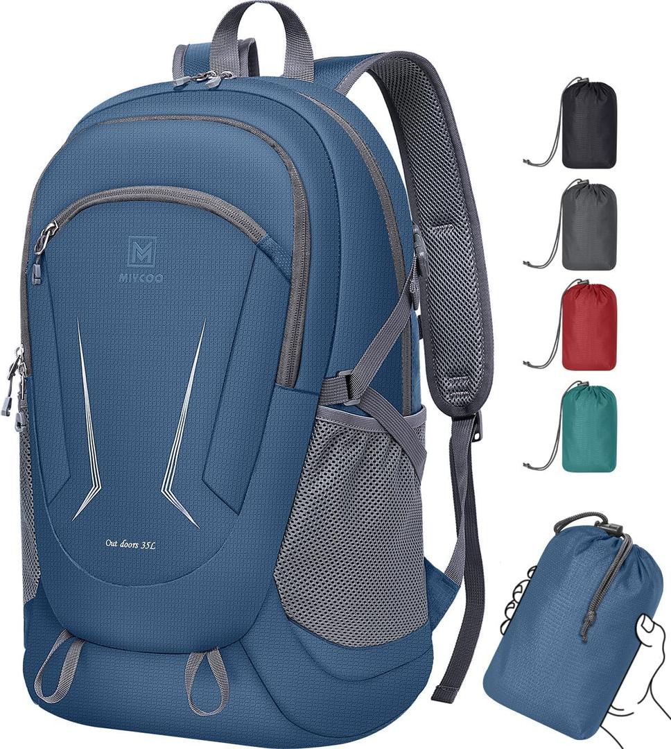MIYCOO Backpack - Ultra Lightweight Packable Backpack for Travel Camping, Hiking Back Pack Waterproof Foldable Daypack for Men Women Blue (35L)