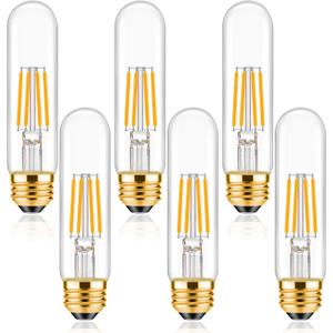ToBeGreat T30 Light Bulbs 4 Watt Equivalent 40W Bulb E26 Tubular Bulbs T10 LED Bulb Warm White 2700K,Desk Lamp,Bedbroom Bathroom,6 Pack