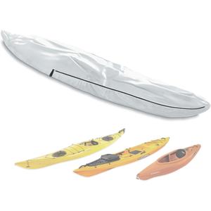 UPF 50+ Kayak Cover, Dustproof Canoe Cover for Outdoor Storage, 420D Waterproof Kayak Cover for Fishing Boat, Gray (Silver, 14ft)