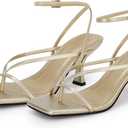 PiePieBuy Women's Lace Up Heeled Sandals Square Flip Flop High Heels Strappy Party Shoes,Size 7