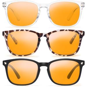 Gaoye Stylish Blue Light Glasses for Women - Computer Glasses for Blue Light Blocking - Lightweight Frames - 3 pack (A1 Matte Black+leopard+transparent)