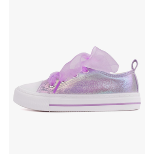 HugRain Little Girls Kids Classic Sparkle Low Top Lace Up Sneakers Walking Shoes, Size 1 Big Kid