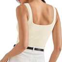 SUUKSESS Women Cotton Ribbed Built in Bra Tank Tops Shirts Summer Casual Basic Backless Going Out Tops (White,S) 