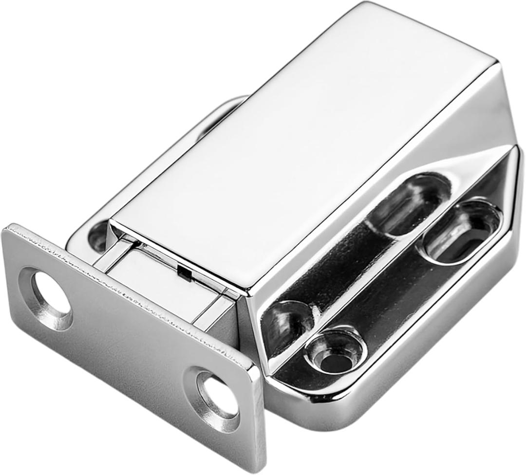 Touch Latch Magnetic Push to Open Heavy Duty Closure Latches Metal Alloy Push Release Hardware Pack for Large Doors Kitchen Wardrobes Closets Drawers Cabinets 1.9 x 1.6 inch