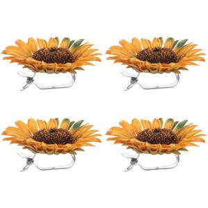 DECHOUS 4 Pack Flower Curtain Tiebacks Clips: Decorative Boho Sunflower Drapery Holdbacks - No Drill Floral Curtain Tie Backs for Home Office Window Drapery Accessories