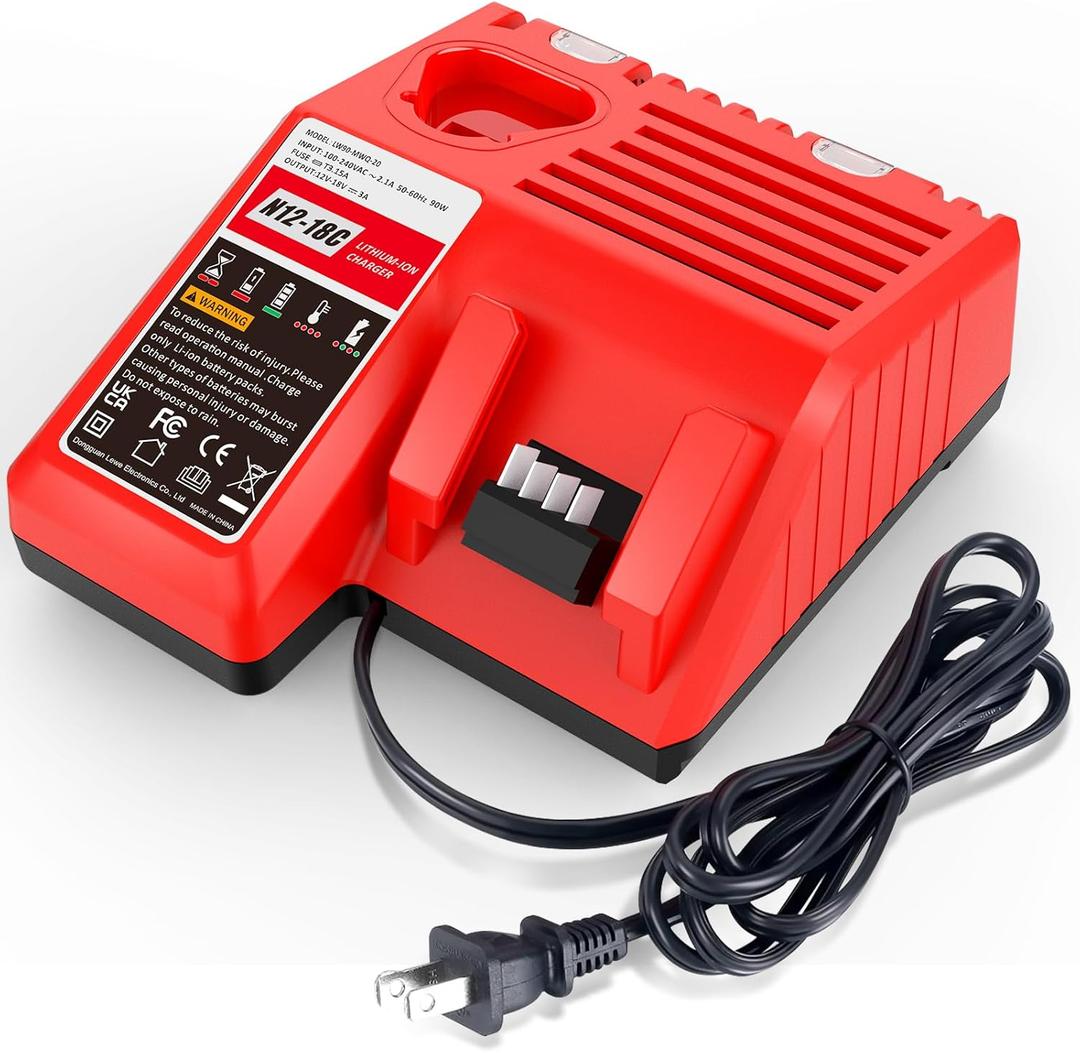 Multil Volatage Rapid Battery Charger - Replacement for Milwaukee 12v 18v Power Tool Lithium Battery 48-11-2412 48-11-2401 48-11-2440 48-11-1862 48-11-1850 48-59-1812 48-11-2420 48-11-1815