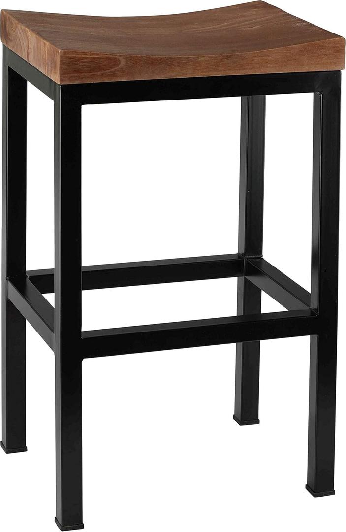 Bare Decor Kitta Metal Barstool with Solid Wood Seat