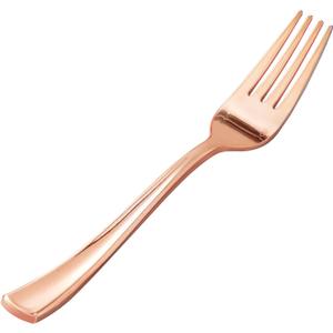 Goodluck 50 Pack Rose Gold Plastic Forks, Heavy Duty Forks Disposable, Rose Gold Plastic Cutlery Perfect for Weddings, Parties, Dinners