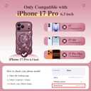 GVIEWIN for iPhone 17 Pro Case Compatible with MagSafe [Curly Wave Edge][Full Camera Protection] Floral Translucent Shockproof Magnetic Women Phone Case for iPhone 17 Pro 6.3'', Floratopia/Burgundy