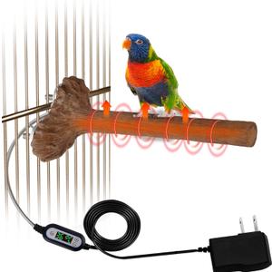 Heated Bird Perch Birdcage Heater Birds Warmer for Cage Adjustable Temperature Winter Birds Heater for Parrots Conure Cockatiels Parakeets Small Bird