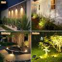 APONUO Metal Solar Spot Lights Outdoor with 9.8ft Cable Solar Powered Landscape Lighting Low Voltage IP65 Waterproof Auto On/Off for Outside Garden Yard Landscape Pathway Garage-Warm White(4-in-1)