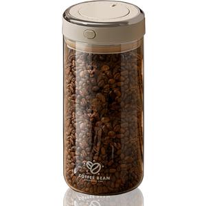 Coffee Bean Storage Container with One-way Valve Airtight Lid Date Tracker for Coffee and More Food Fresh and Storage, Clear Borosilicate Glass Coffee Canister (21OZ)