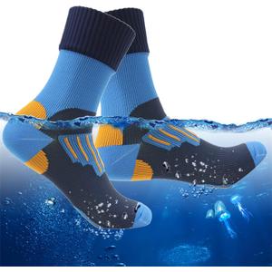 RANDY SUN Waterproof Socks, Unisex Hiking Wading Trail Running Kayaking Crew Socks (Blue, L)