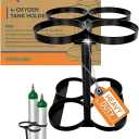 Premium Quality Detachable Oxygen Tank Holder (4) for E, D, M9/C Size Cylinders - Heavy Duty Metal Storage Rack - Portable Oxygen Tank Carrier for Travel & Vehicle Use (Black) (4.5" Wide Slots)