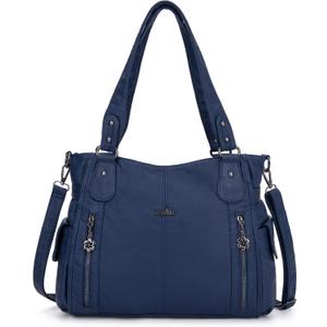 Angel Kiss Handbags for Womens Top-Handle Hobo Purse Roomy Casual Shoulder Bags PU Tote Satchel Purse for Women (Blue)