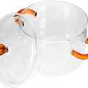Glass Cooking Pot - 50oz Glass Stock Pot with Lid, Non-Stick Stovetop Cooking Pot, Kitchen Small Saucepan for Milk, Pasta, Soup 5.9 x 5.9 x 6.5inch