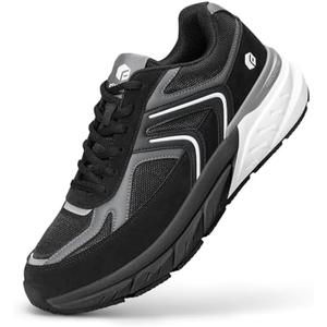 FitVille Extra Wide Shoes for Men, Wide Walking Shoes Wide Width Casual Sneakers Comfortable Orthopedic Shoe Arch Support for Plantar Fasciitis Neuropathy - Rebound NEO V5 (14 X-Wide, Black/Grey)