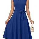 ANRABESS Women Cap Sleeve Cocktail Party Semi Formal Midi Dress 2026 Summer Spring A-Line Swing Wedding Guest Vintage Dresses Royal Blue Large