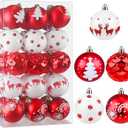 Christmas Ornaments Balls - 30 Pcs 2.4 Inch Shatterproof Plastic Christmas Balls Sets, Red & White Small Christmas Tree Ball Hanging Ornaments for Holiday Wreath Party Christmas Tree Decor (H)