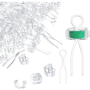 Jexine 90 Pack Bobbin Thread Holder Set Includes Sewing Bobbin, Clips, Thread Holders Sewing Machine Accessories for Spool Organizing (Clear)