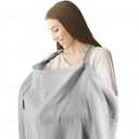 Muslin Breastfeeding Cover for Baby Moms- Allows Hands-Free Baby Check, 100% Cotton, Featuring Windproof Straps, Includes A Small Potable Storage Pocket, Baby Breast Feeding Must Haves