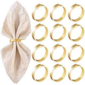Pack Of 2 APTWOW Gold Napkin Rings Set of 12- Roundness Metal Gold Napkin Holder, Fall Thanksgiving Christmas Napkin Rings for Table Decor, Wedding, Banquet, Valentines Easter