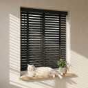 2" Cordless Wood Blinds for Indoor Windows, Window Blinds Cordless for Home, Venetian Blackout Blinds & Shades for Bedroom, Kitchen, Room Darkening Privacy, Black, 45" W x 36" H