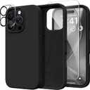 GONEZ Magnetic for iPhone 16 Pro Max Case, Compatible with MagSafe, Liquid Silicone Case, with Screen Protector + Camera Protector, Full Body Protective Shockproof Phone Cover 6.9", Black